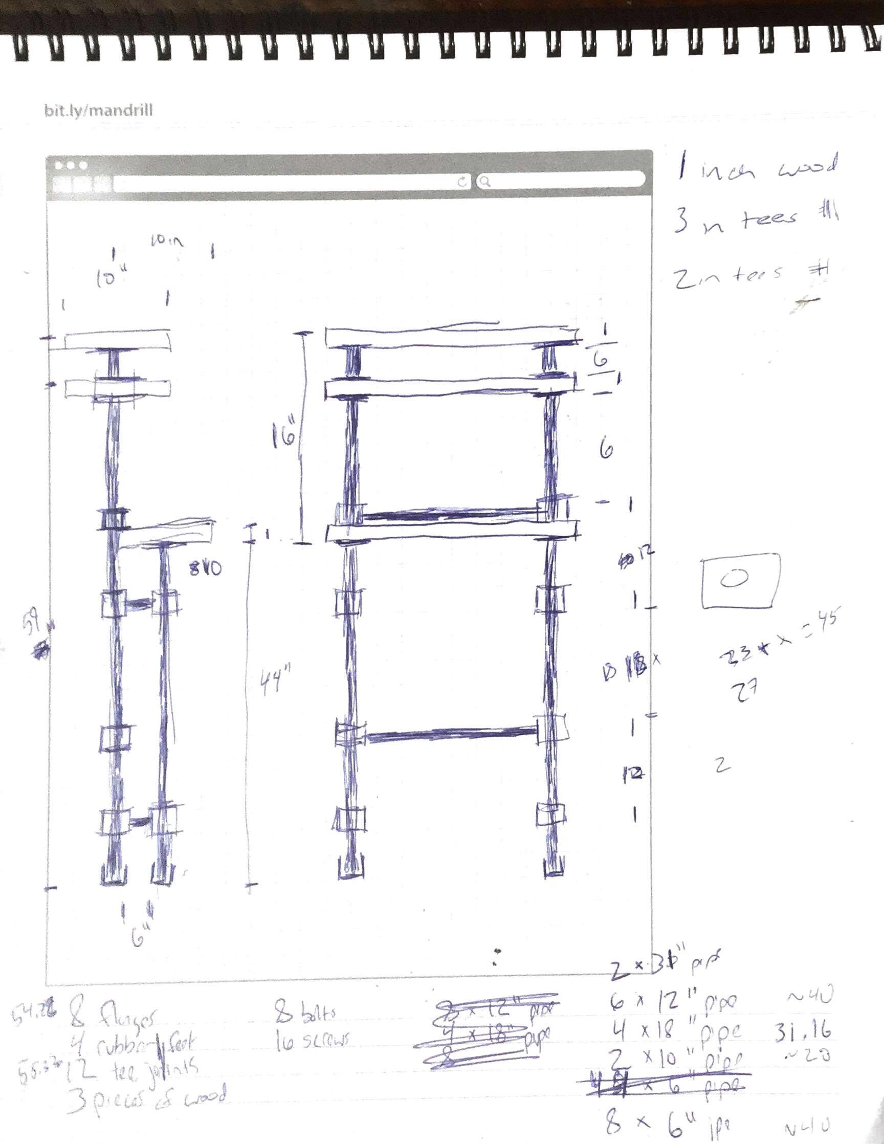 Standing desk sketch